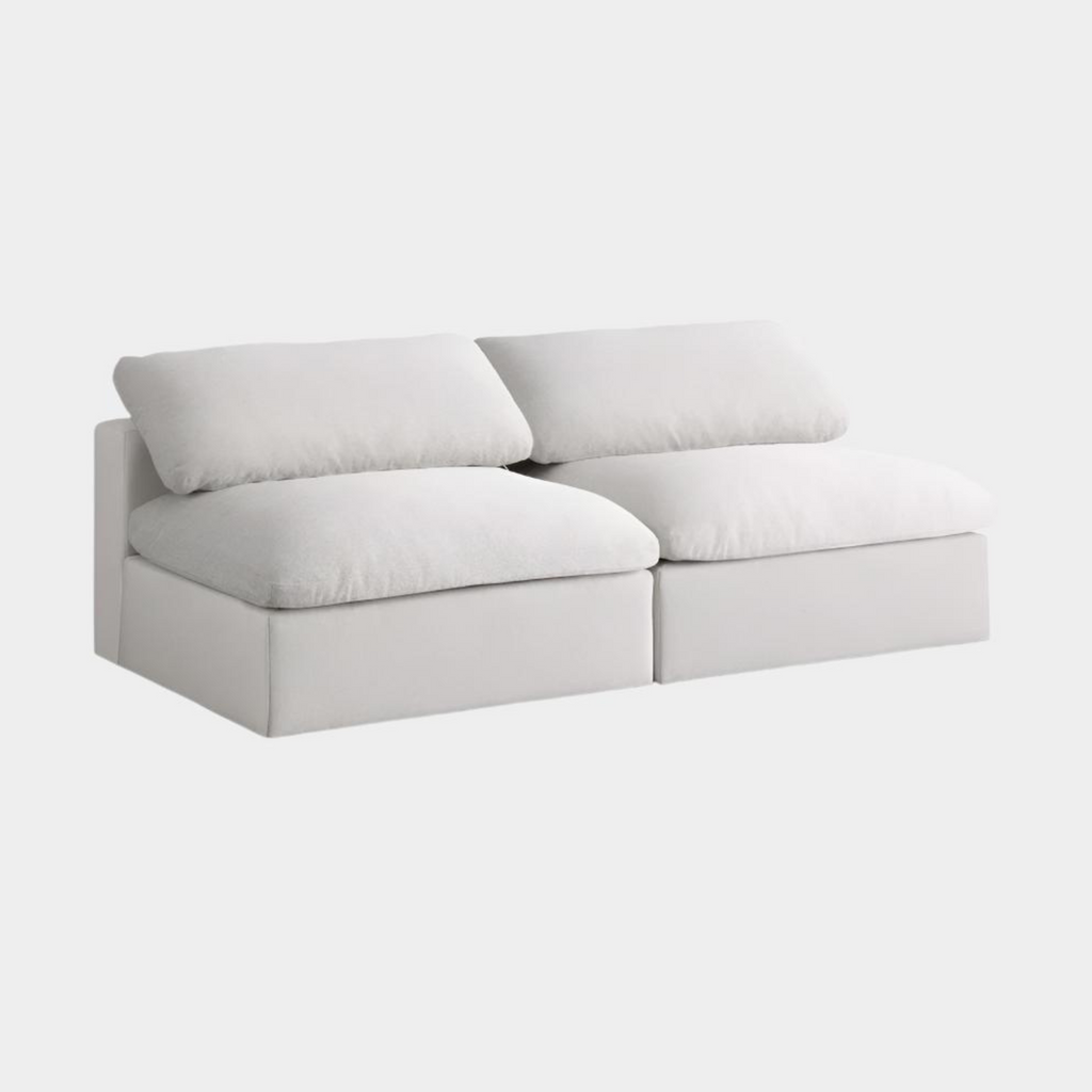 Serene Linen Textured Fabric Deluxe Comfort Modular Armless Sofa