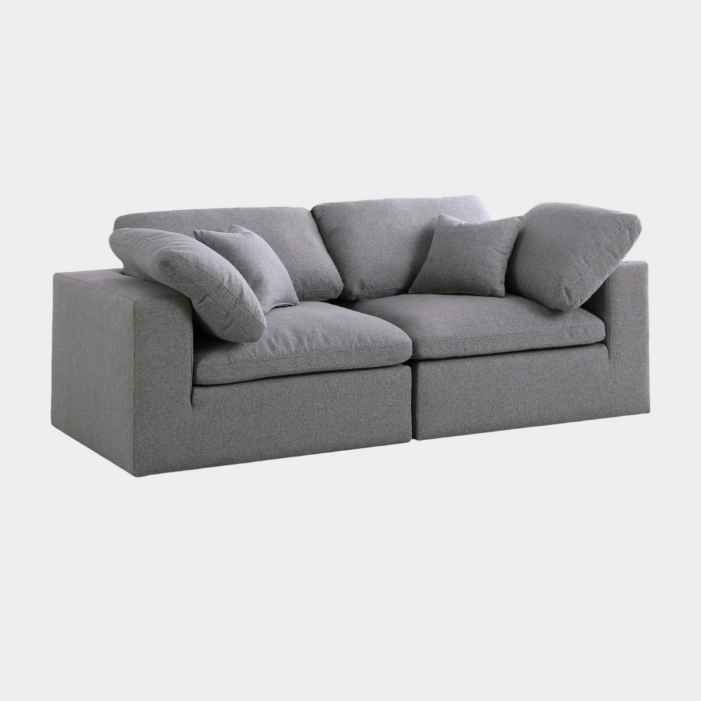 Serene Linen Textured Fabric Deluxe Comfort Modular Sofa