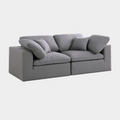 Serene Linen Textured Fabric Deluxe Comfort Modular Sofa