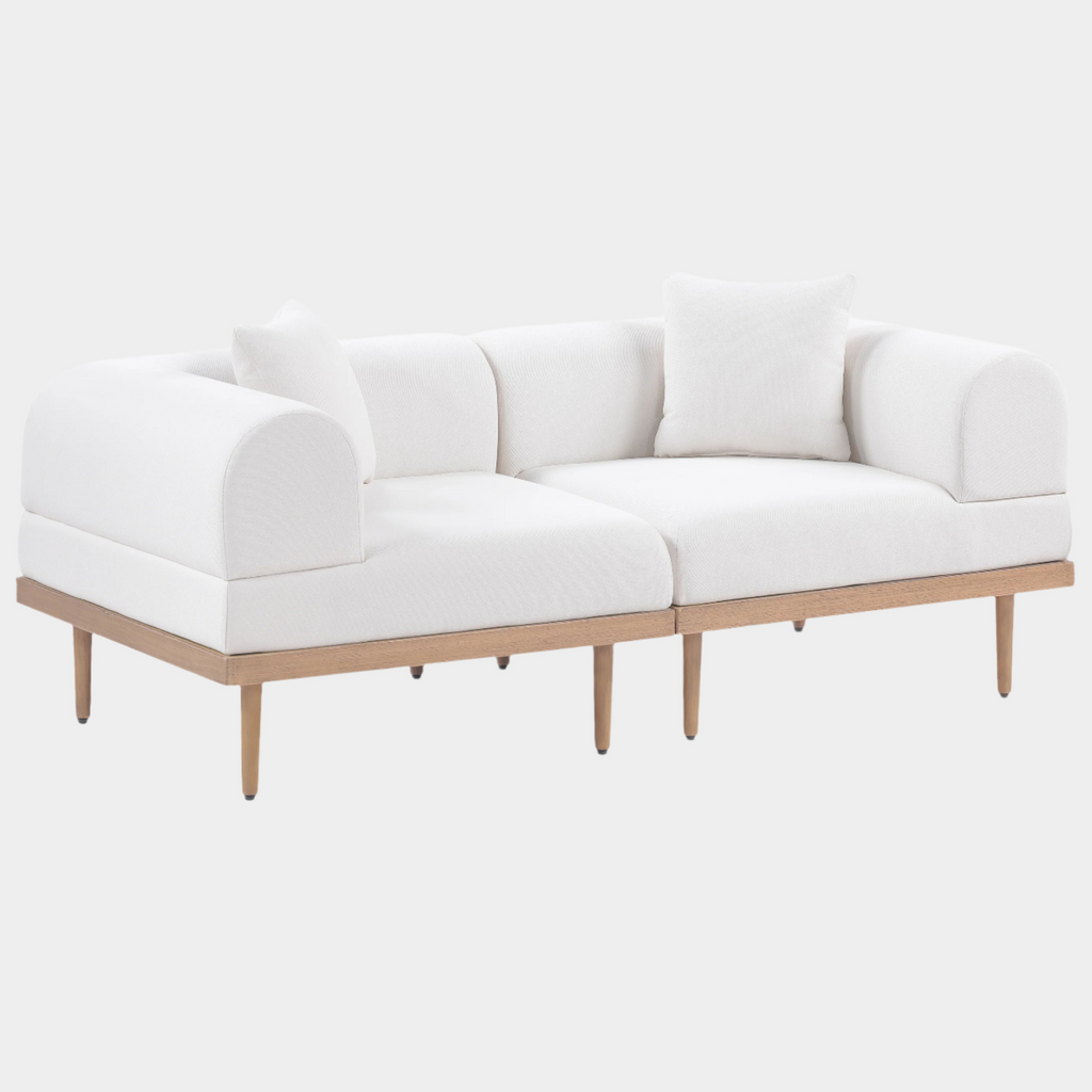 Laguna Resilient Water Resistant Fabric Upholstered Outdoor Patio 2pc. Modular Loveseat