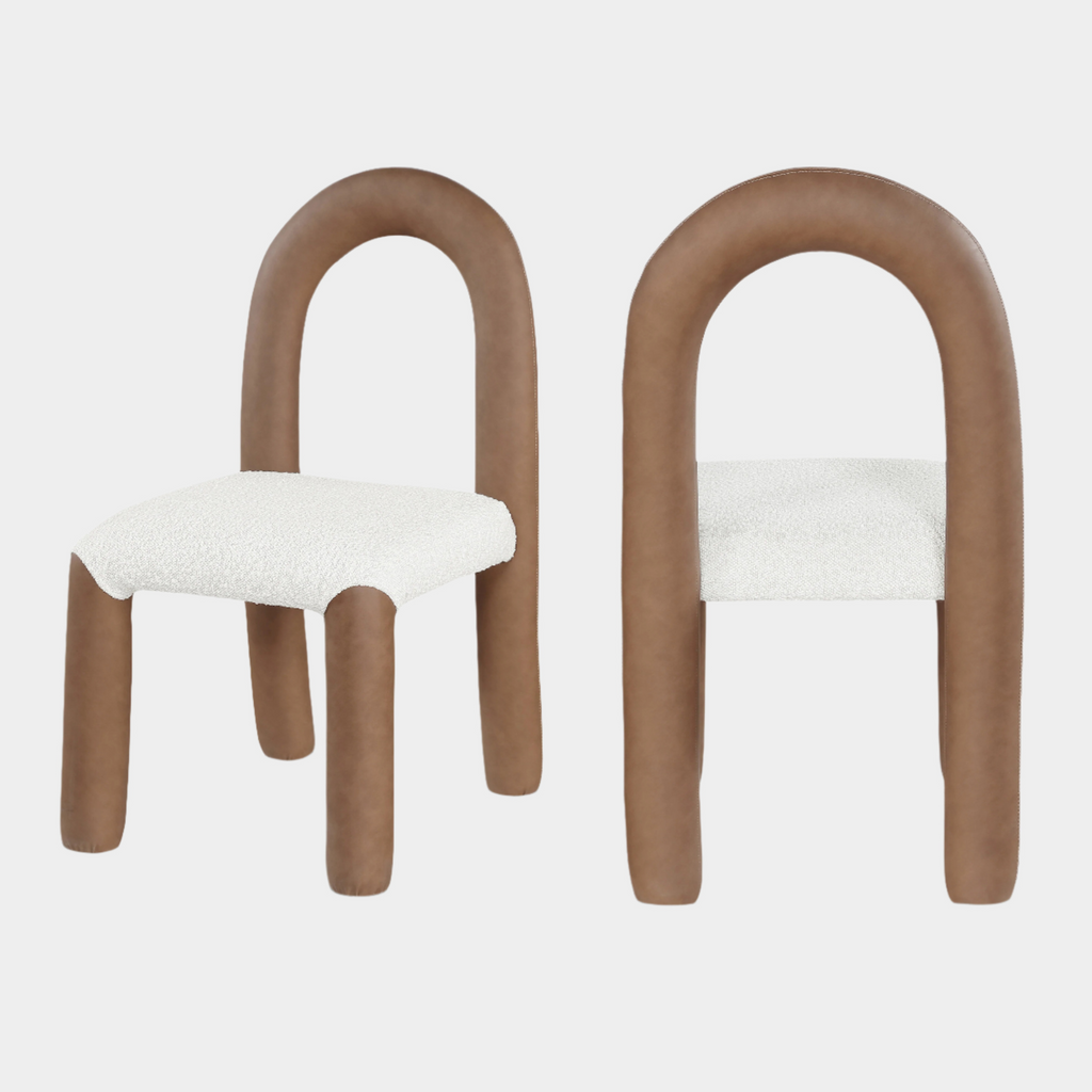 Amari Vegan Leather And Boucle Fabric Upholstered Dining Chair