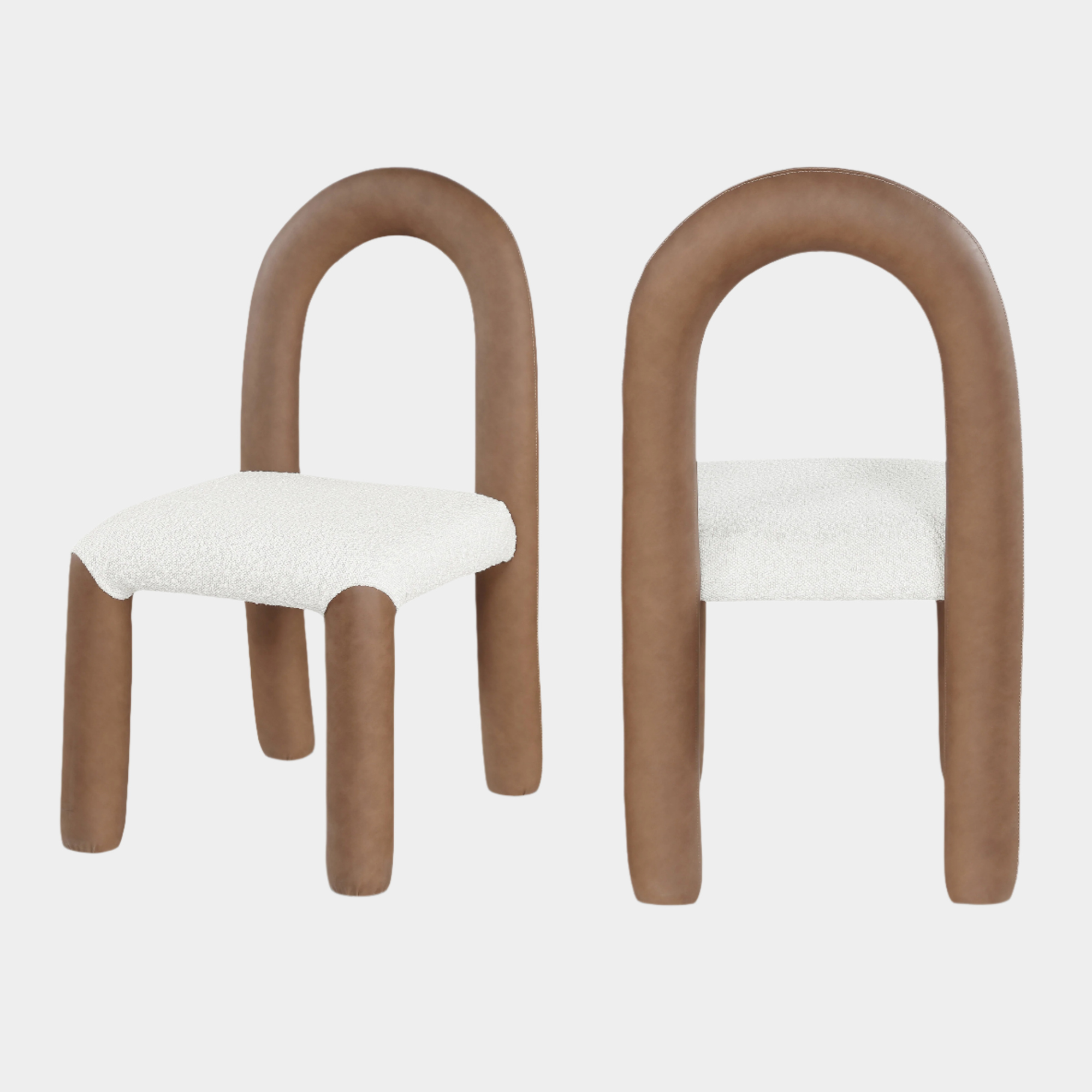 Amari Vegan Leather And Boucle Fabric Upholstered Dining Chair