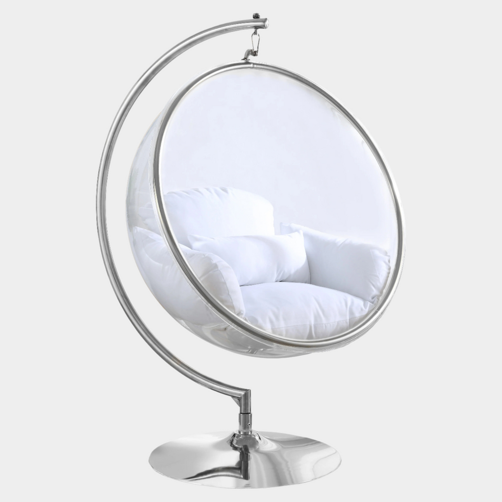 Luna Acrylic And Fabric Upholstered Swing Bubble Accent Chair