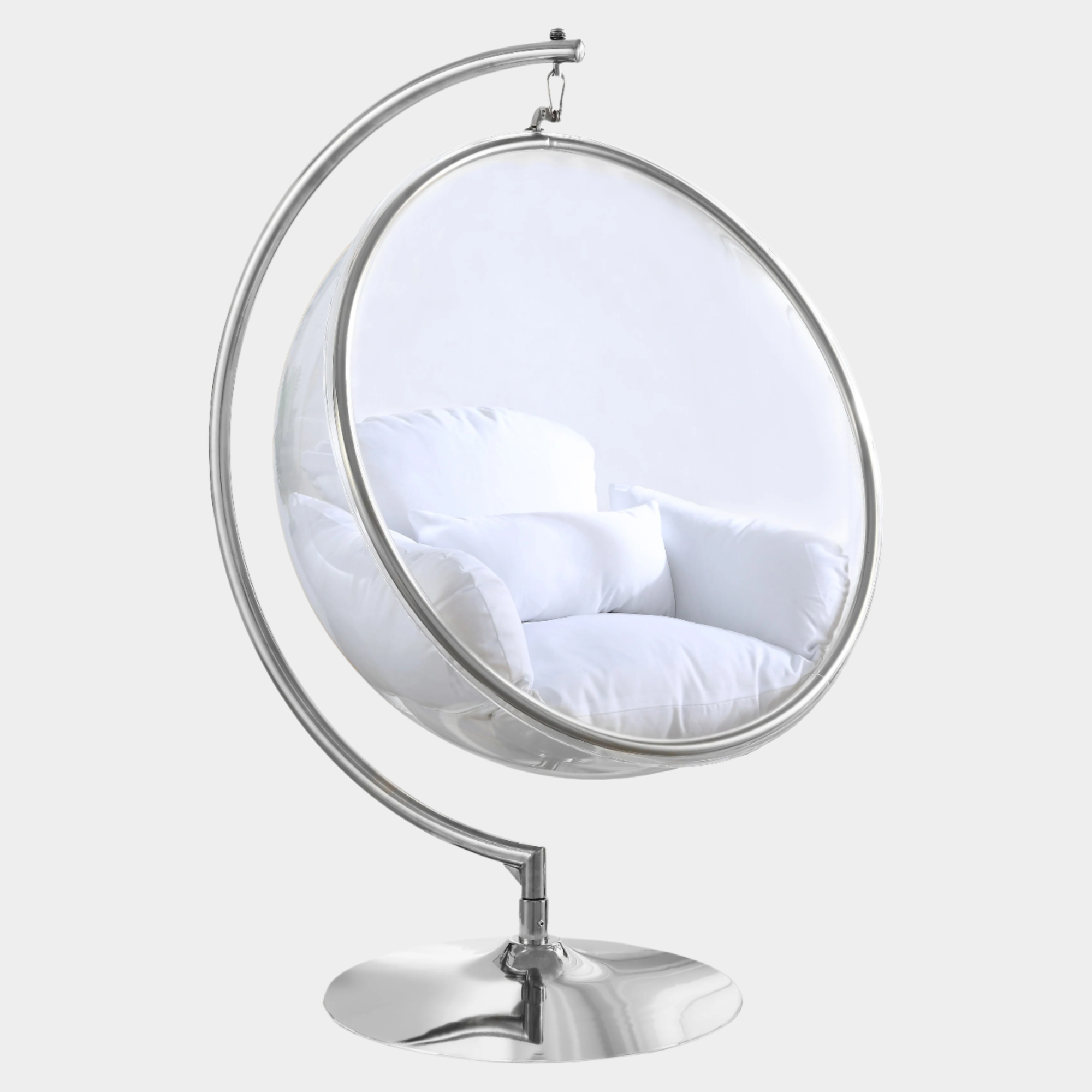 Luna Acrylic And Fabric Upholstered Swing Bubble Accent Chair