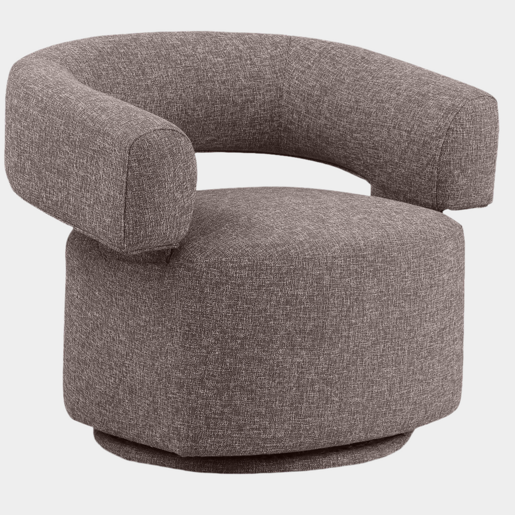 Niya Linen Textured Fabric Upholstered Swivel Accent Chair