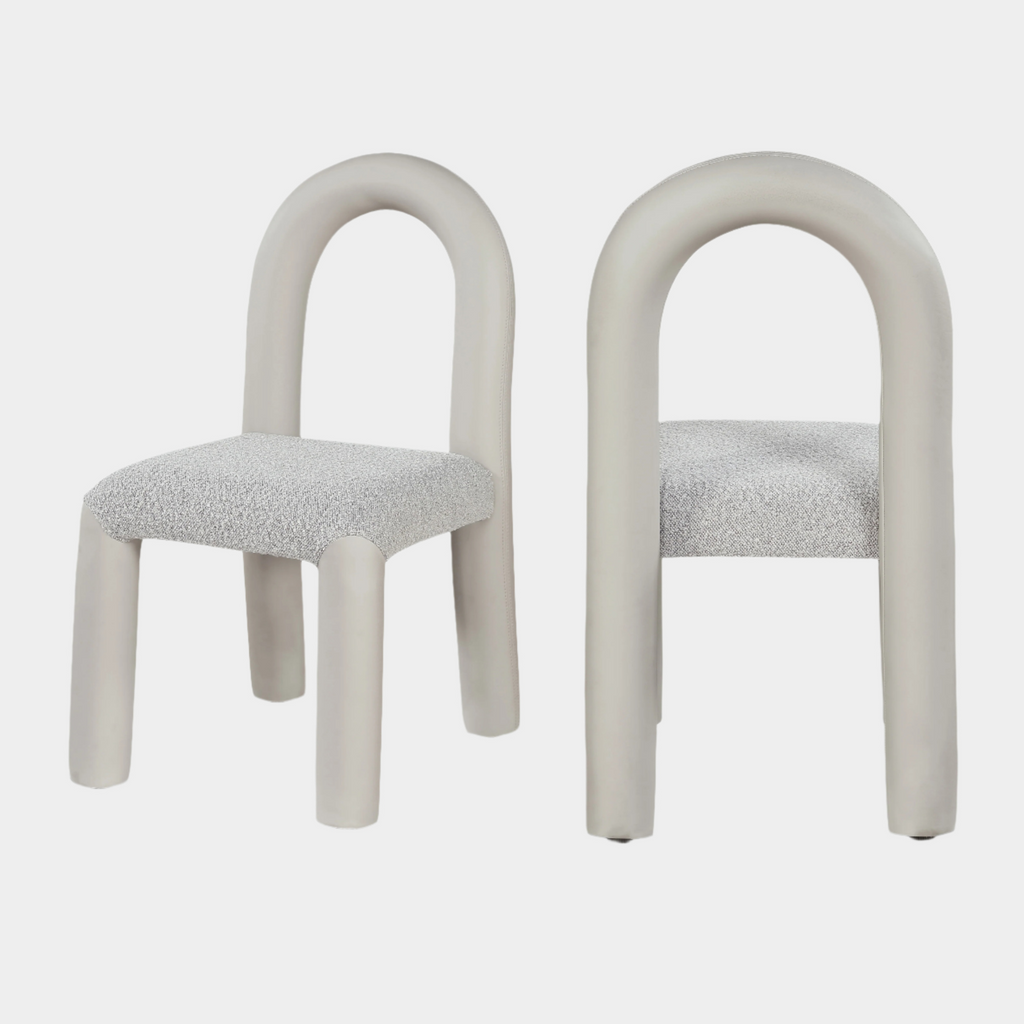 Amari Vegan Leather And Boucle Fabric Upholstered Dining Chair