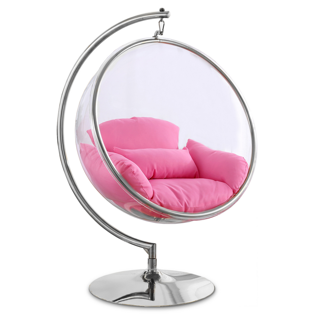 Luna Acrylic And Fabric Upholstered Swing Bubble Accent Chair