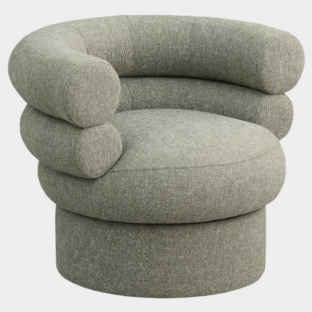 Valentina Linen Textured Fabric Upholstered Swivel Accent Chair