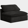 Cozy Velvet Upholstered Overstuffed Fiber Filled Comfort Comfort Armless Modular Chair