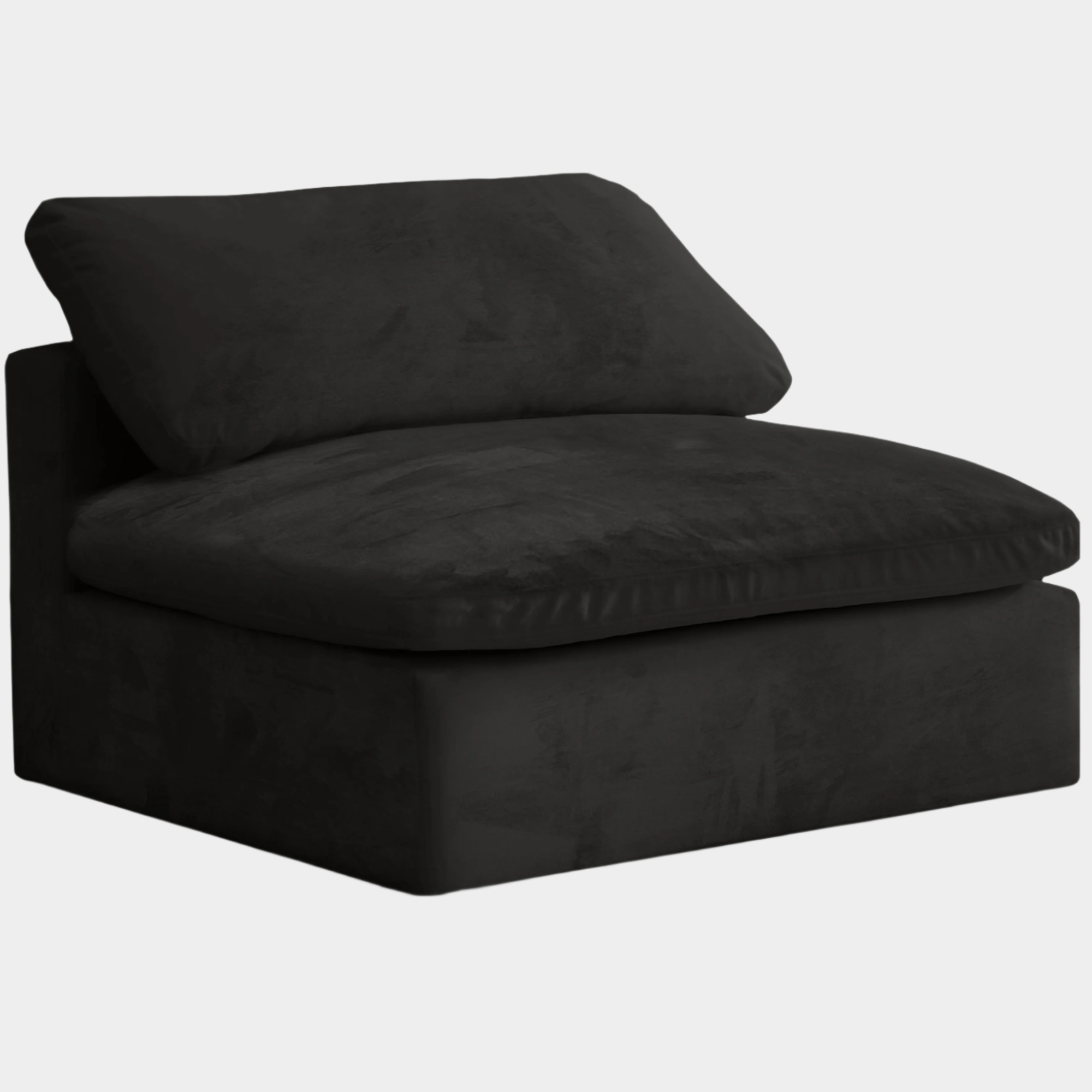 Cozy Velvet Upholstered Overstuffed Fiber Filled Comfort Comfort Armless Modular Chair