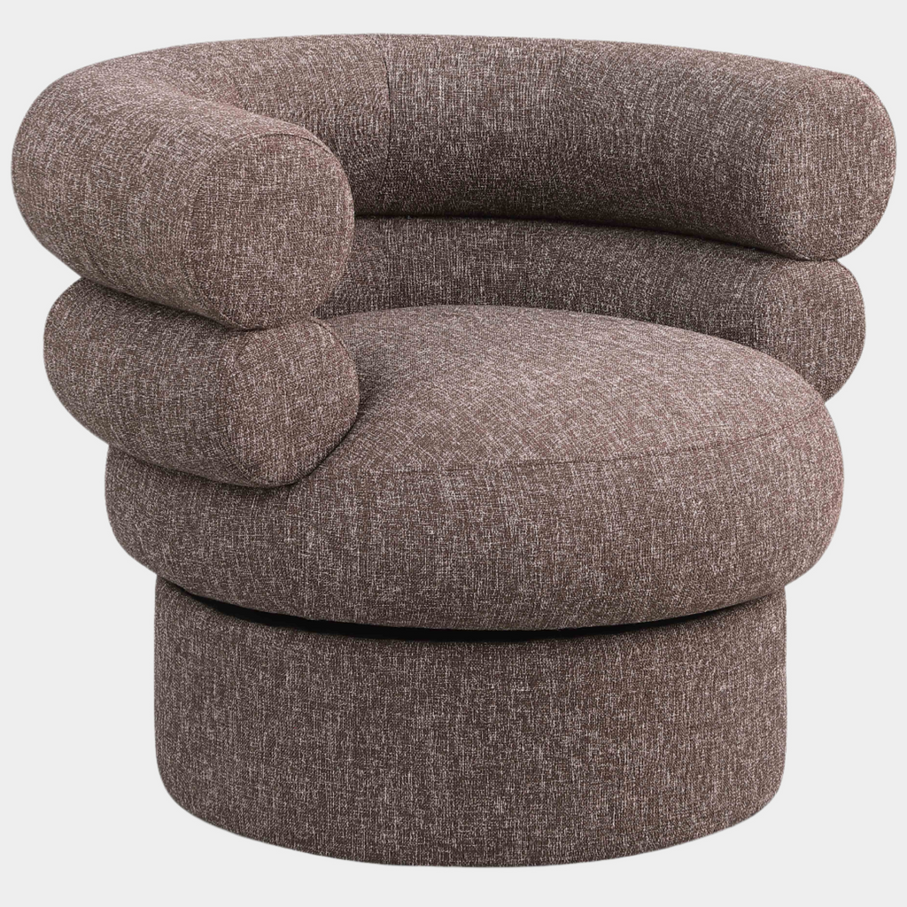 Valentina Linen Textured Fabric Upholstered Swivel Accent Chair