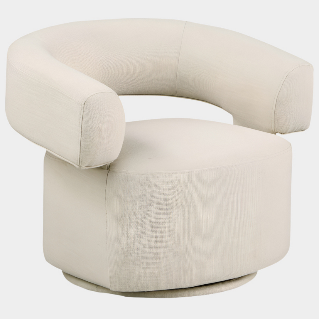 Niya Linen Textured Fabric Upholstered Swivel Accent Chair