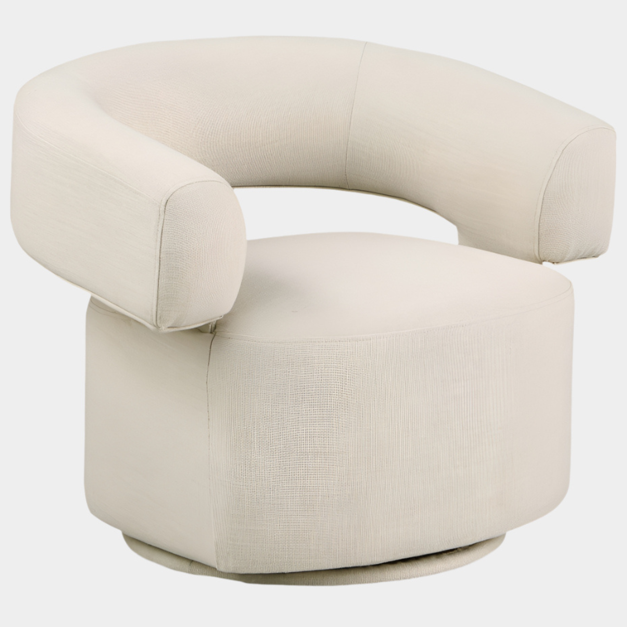 Niya Linen Textured Fabric Upholstered Swivel Accent Chair