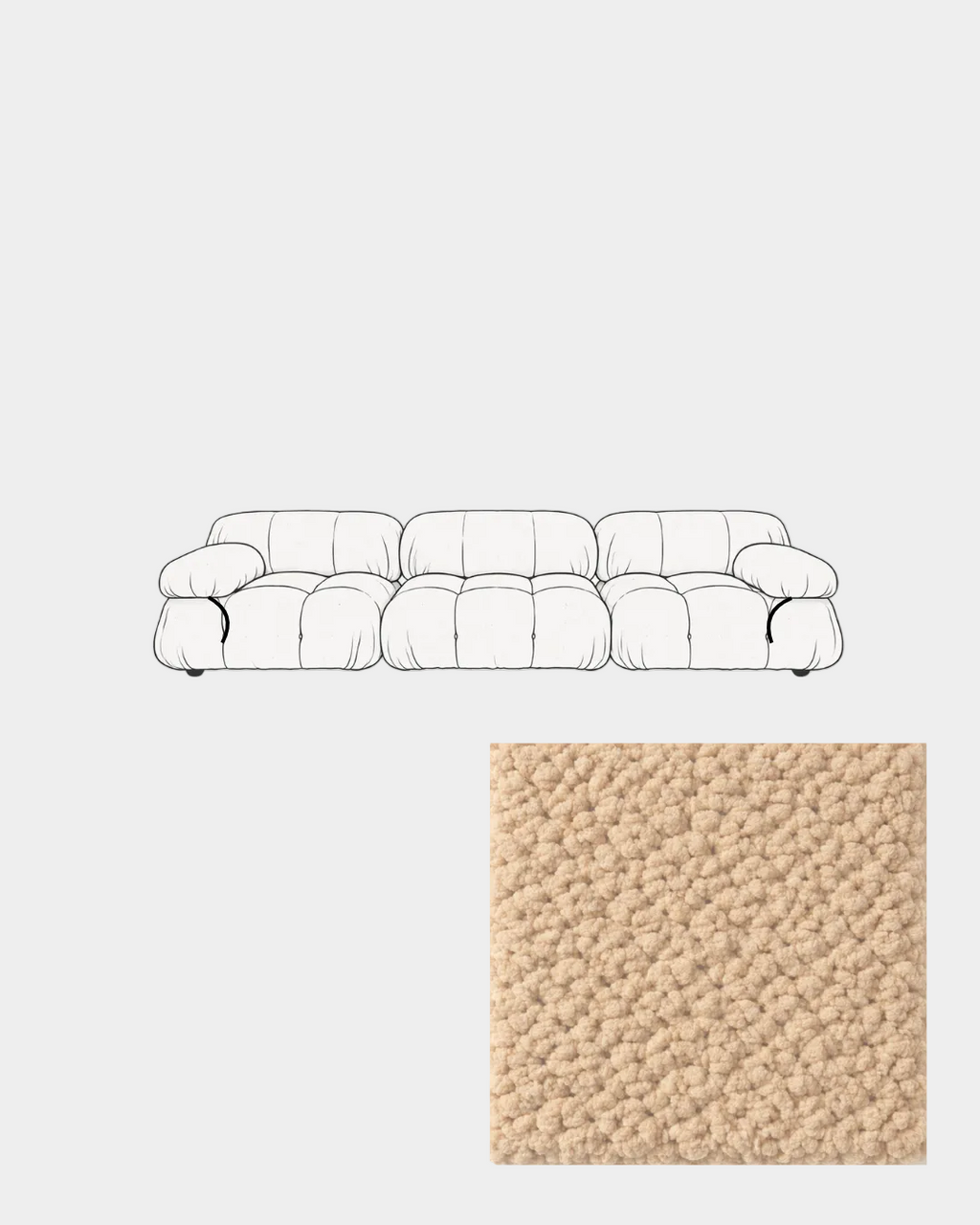 Mario Bellini Three-Seater Boucle Sofa