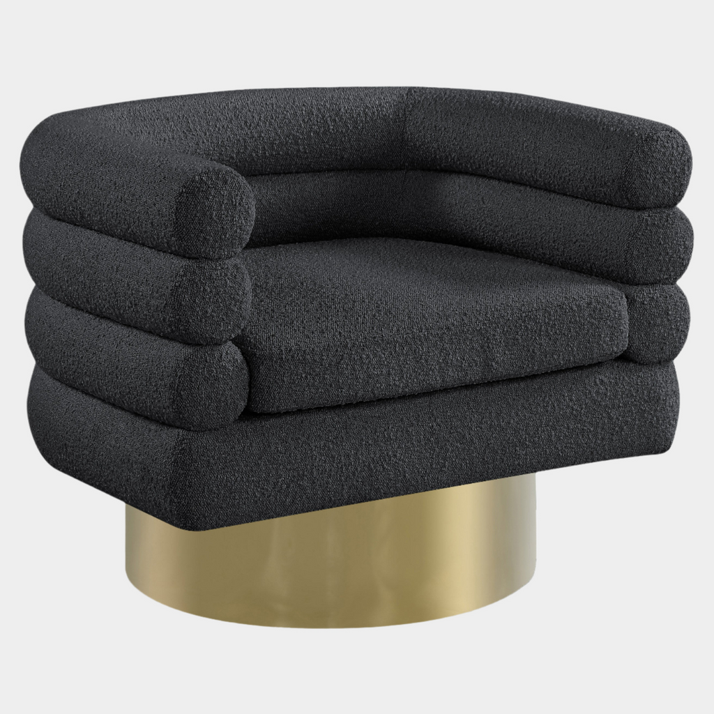 Tessa Boucle Fabric Upholstered Swivel Accent Chair