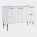 Modernist 48" Engineered Stone Top And Solid Wood Base Bathroom Vanity