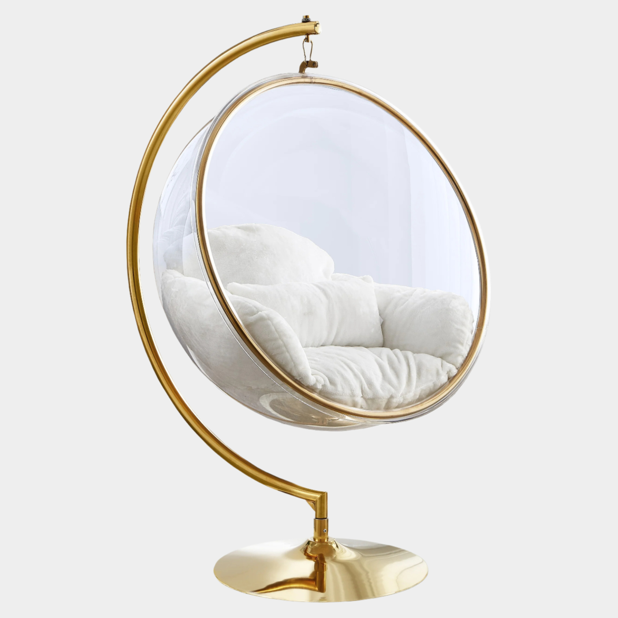 Luna Acrylic And Faux Fur Upholstered Swing Bubble Accent Chair