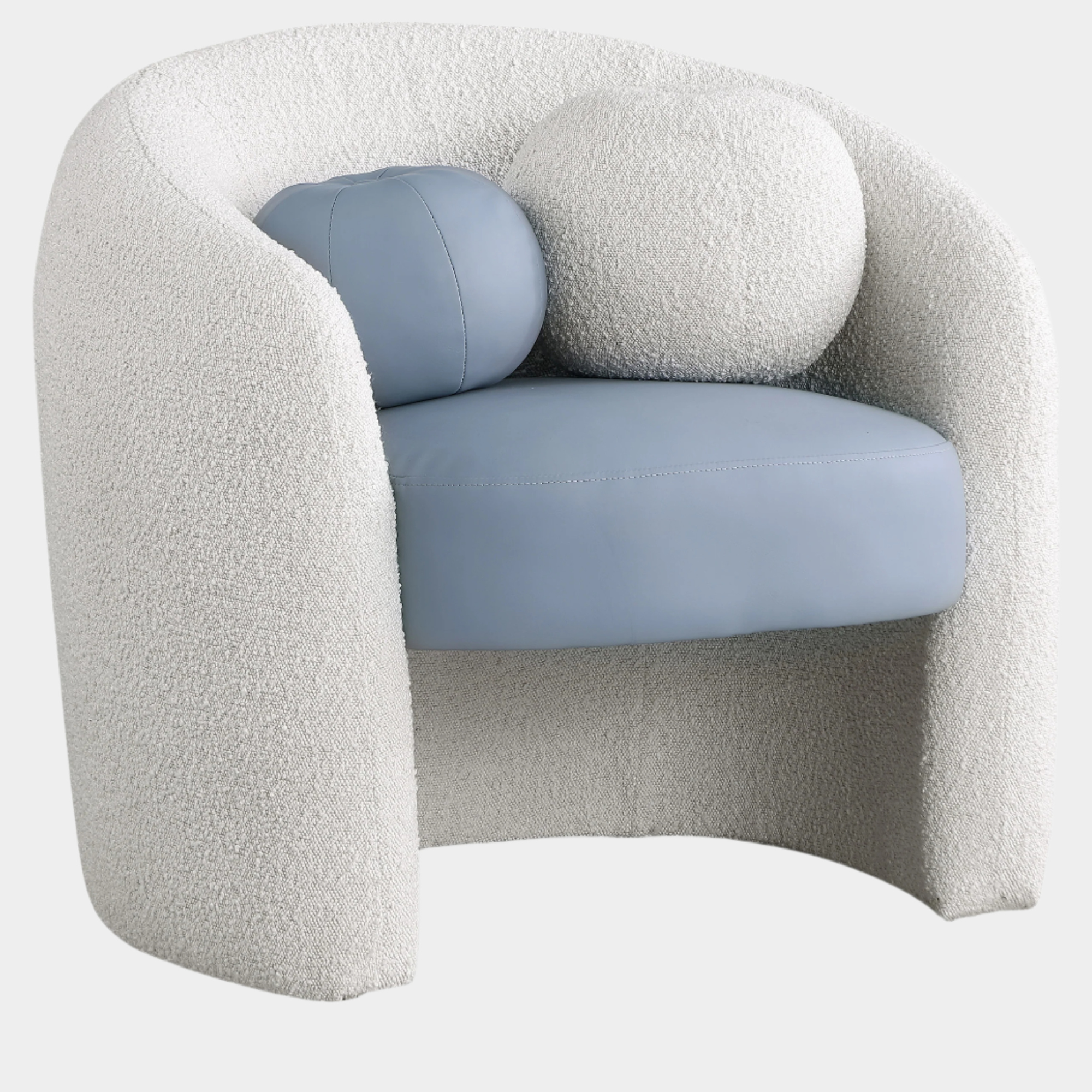 Acadia Boucle Fabric Upholstered And Vegan Leather Upholstered Accent Chair