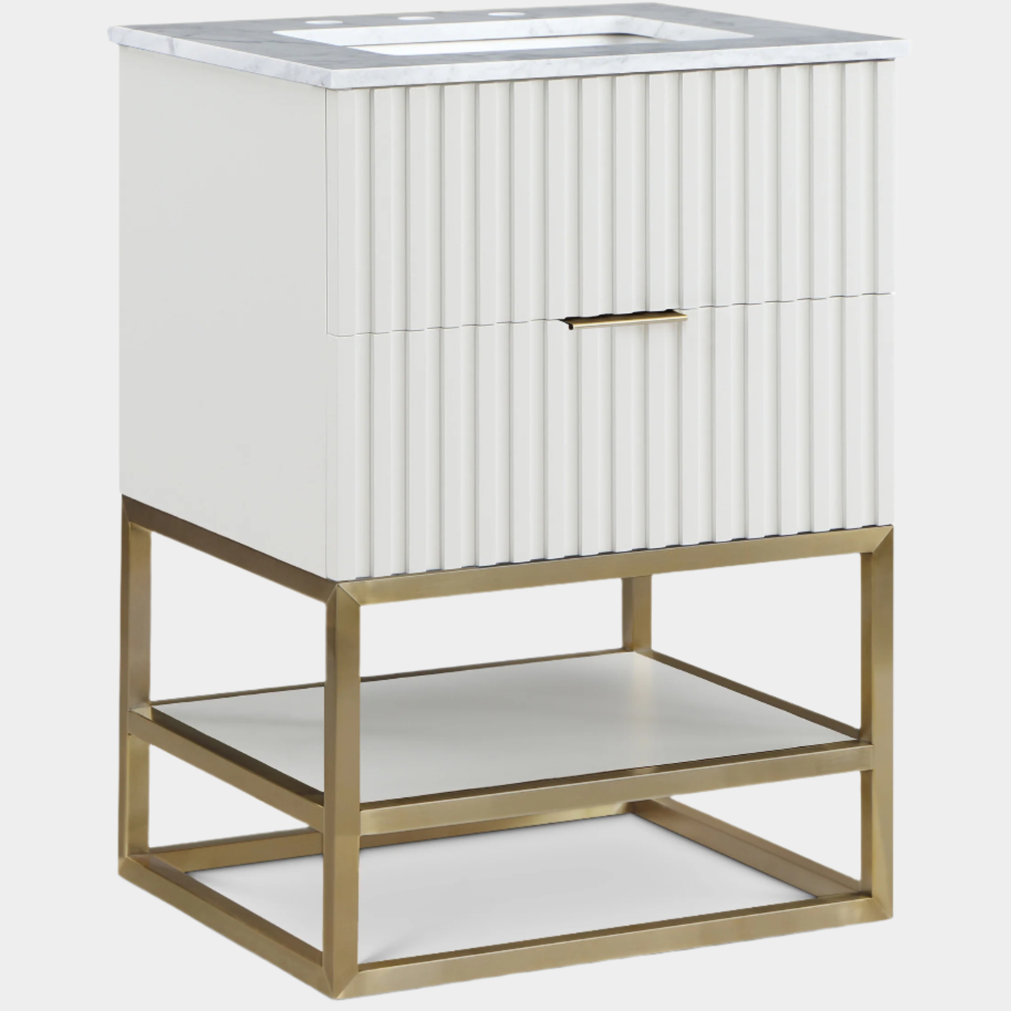 Monad Genuine Marble Top, Steel And Glass Base Vanity