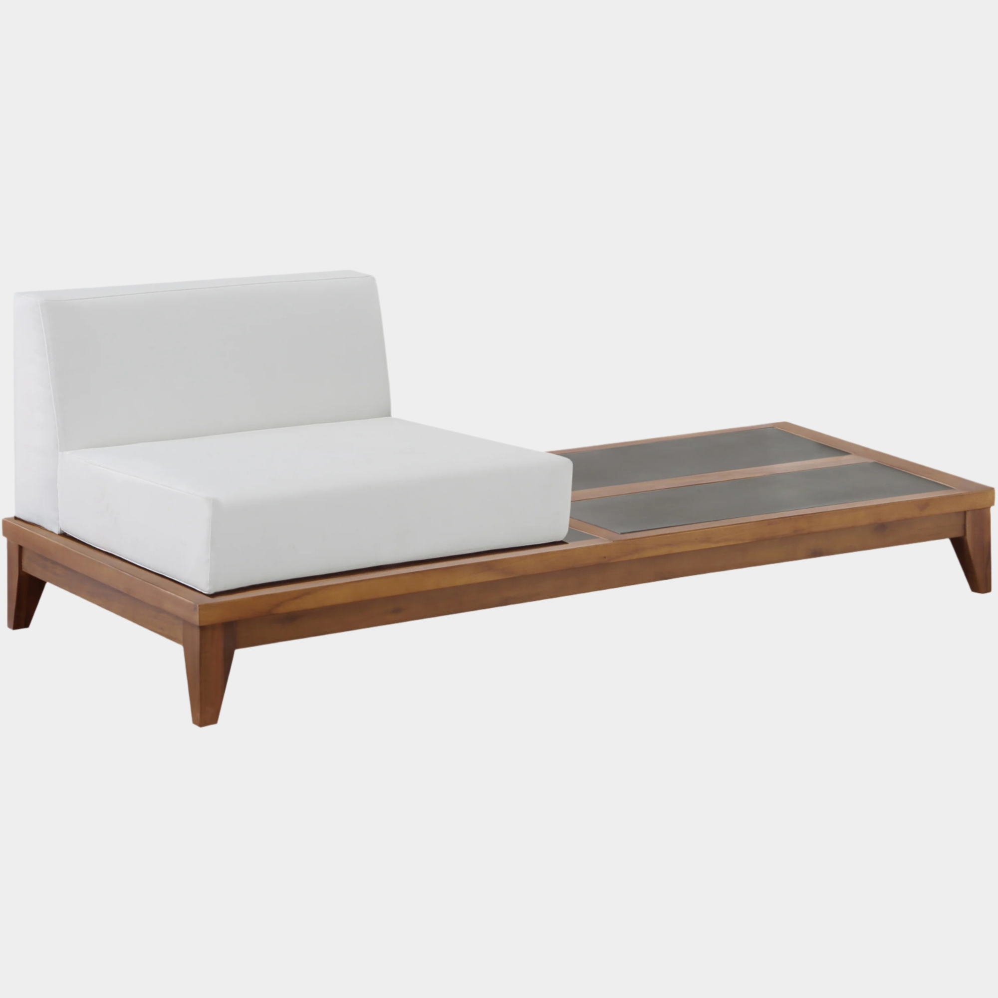 Rio Off White Water Resistant Fabric Upholstered Outdoor Patio Modular Double Chair