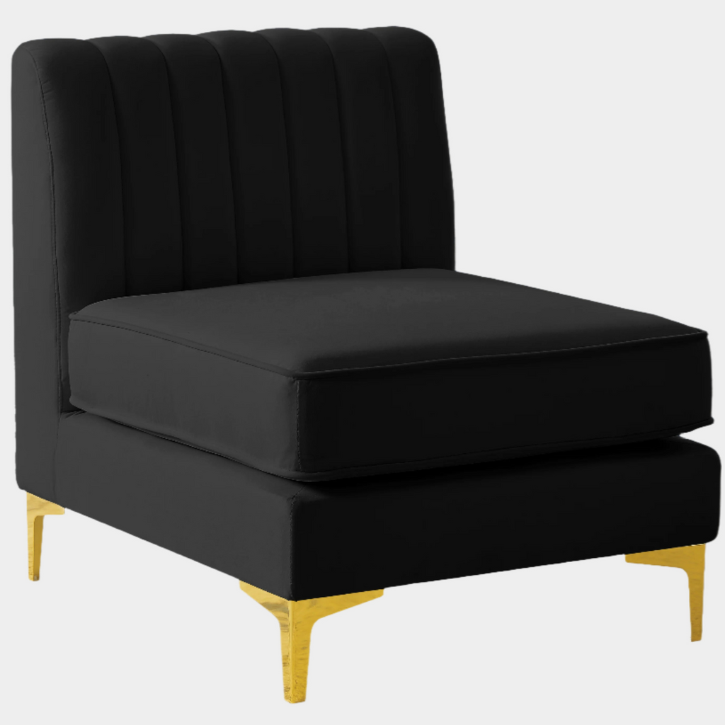 Alina Velvet Upholstered Modular Armless Chair