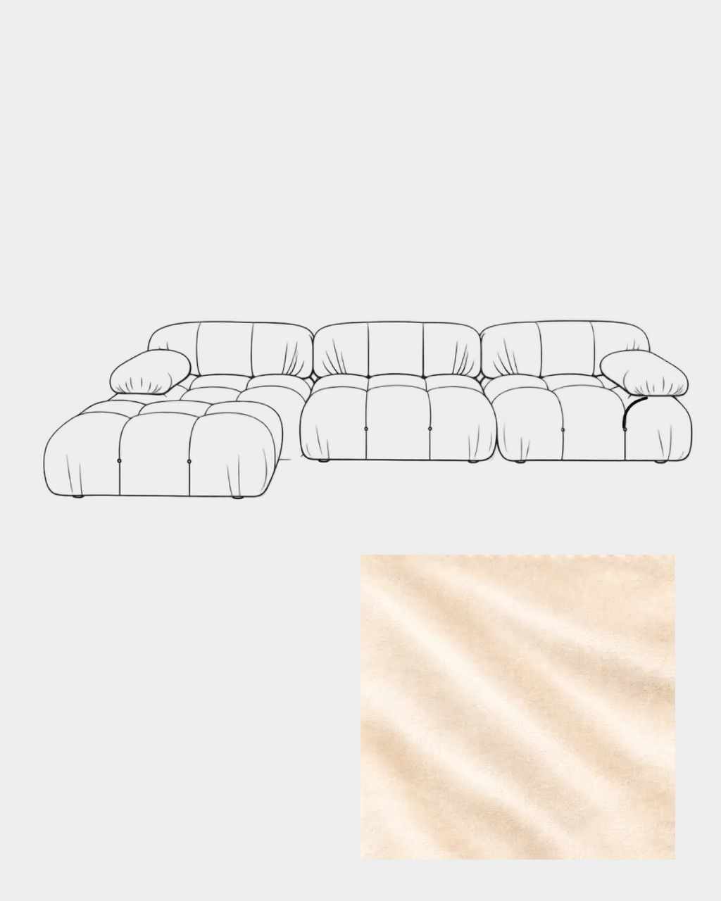 Mario Bellini Velvet Sofa with Ottoman