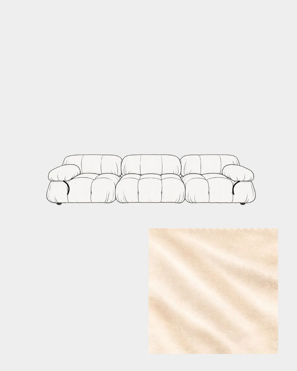 Mario Bellini Three-Seater Velvet Sofa