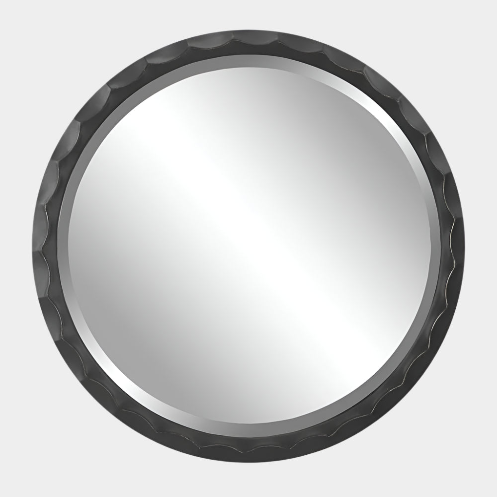 Scalloped Edge Round Mirror