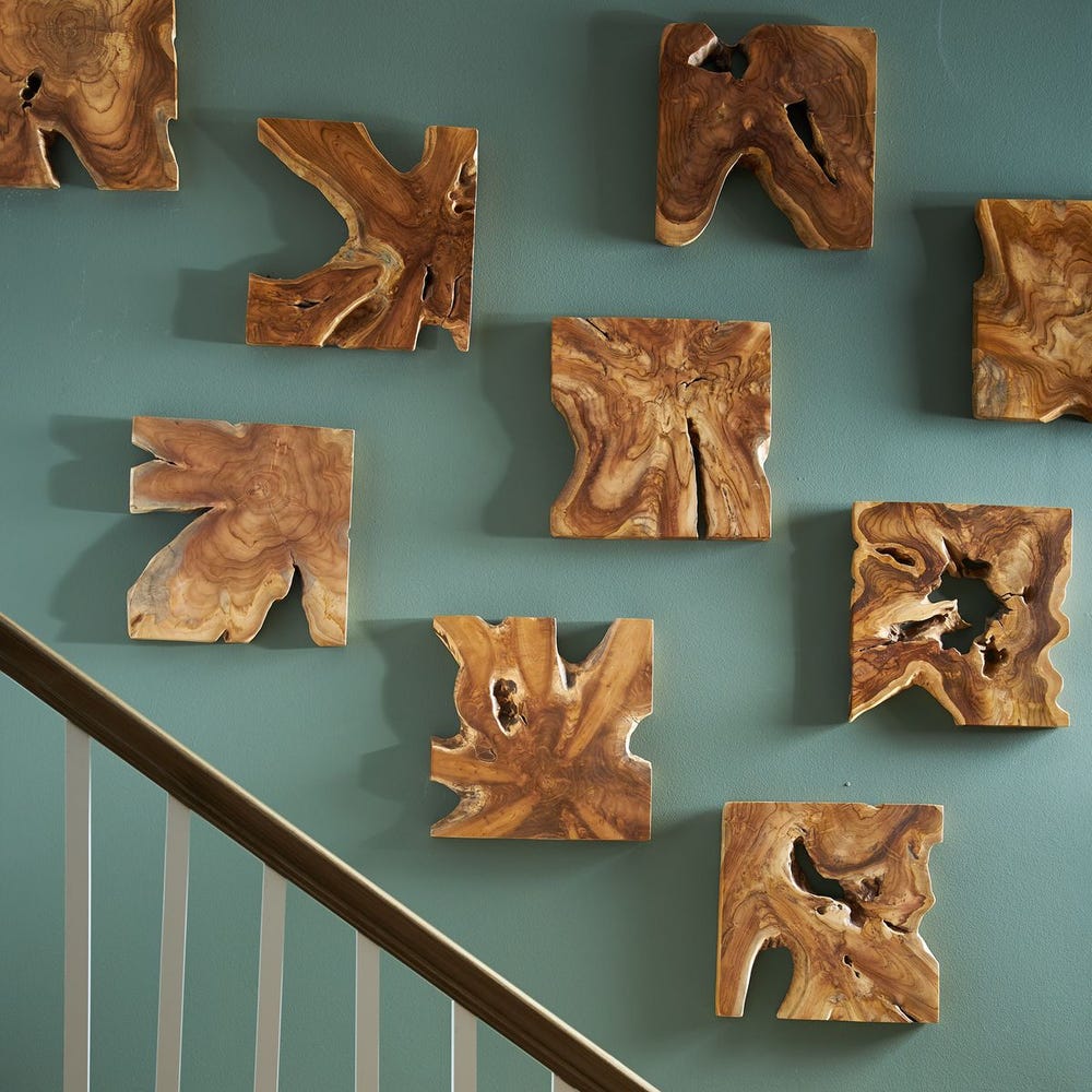 Talia Outdoor Wood Wall Decor, S/9
