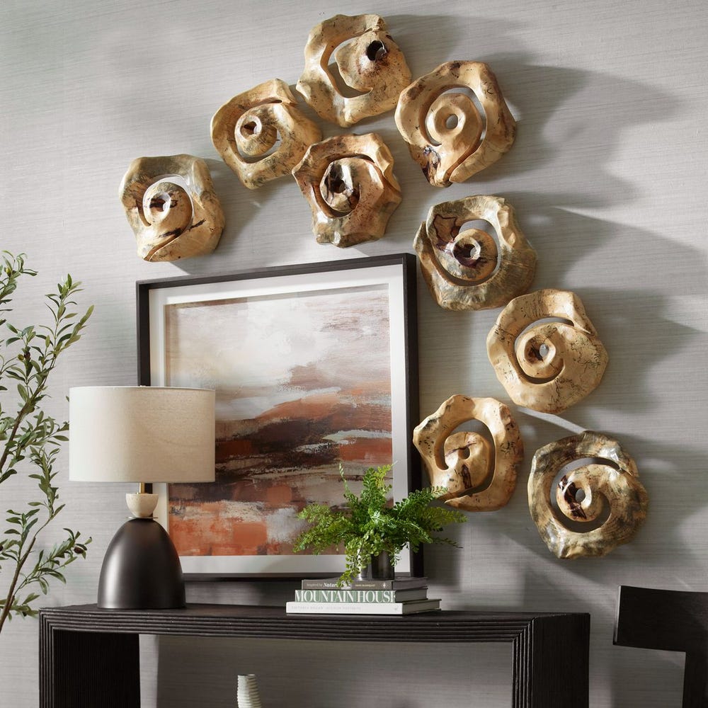 Corkscrew Wood Wall Decor, S/9