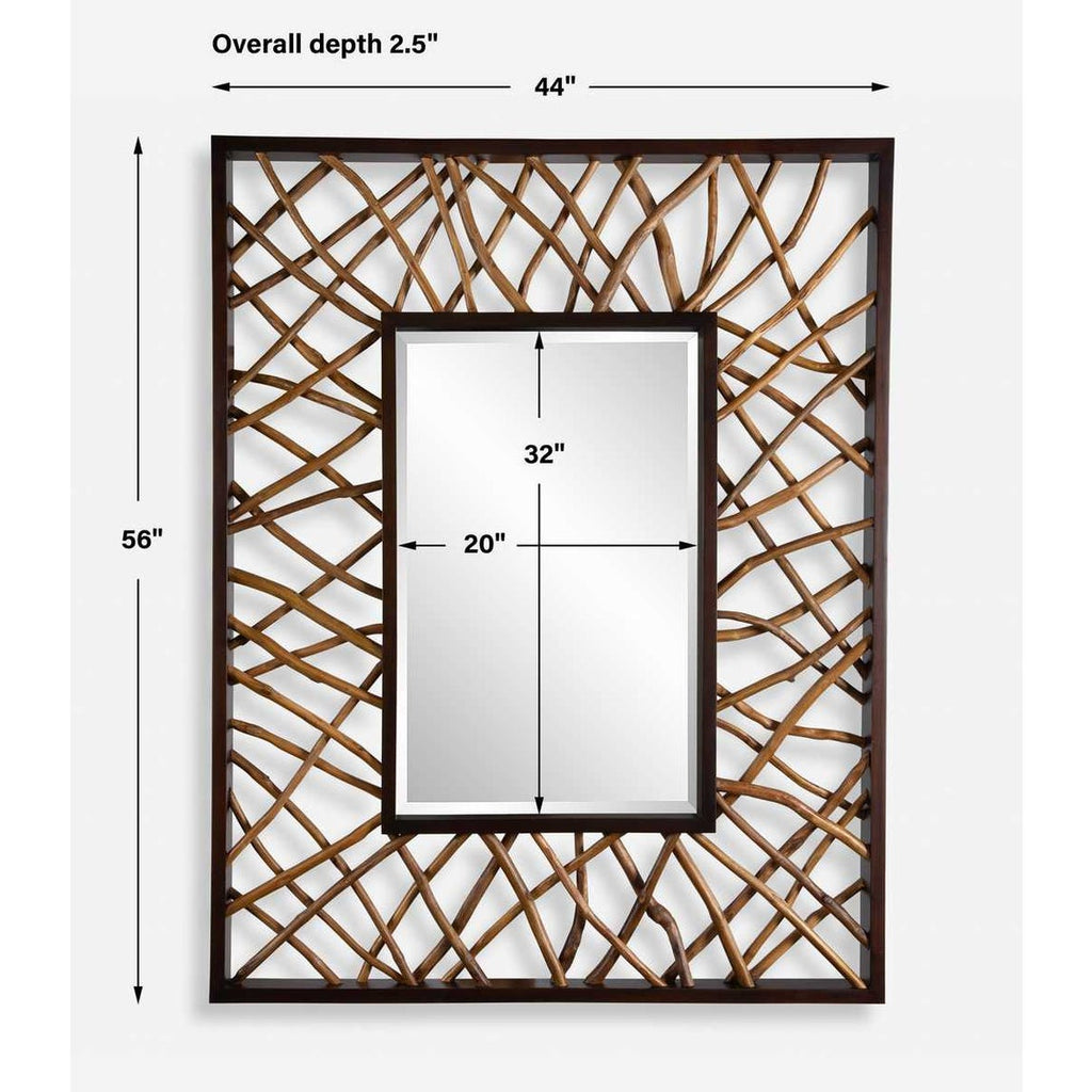 Teak Maze Rectangle Mirror