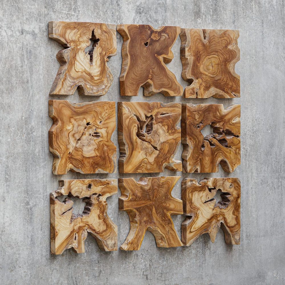 Talia Outdoor Wood Wall Decor, S/9