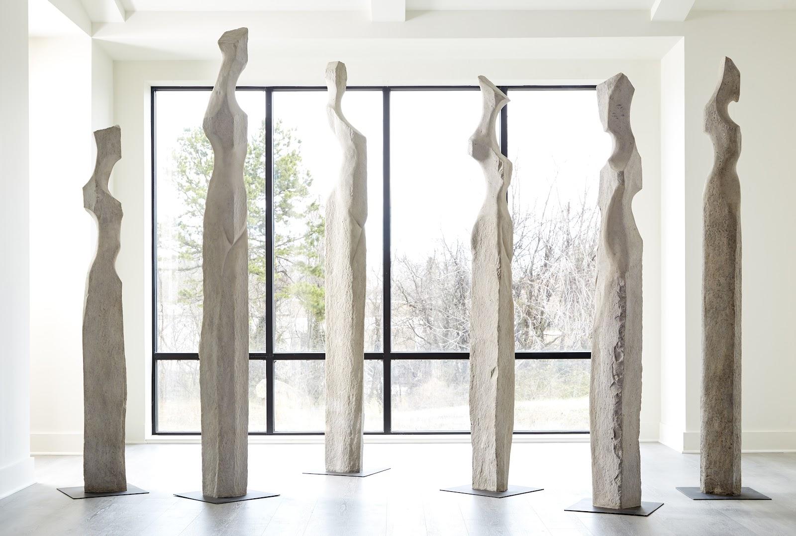 Cast Women Sculptures, D , Colossal, Roman Stone