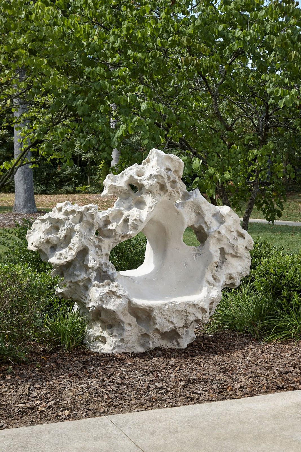 Colossal Cast Stone Sculpture with Seat, Roman Stone