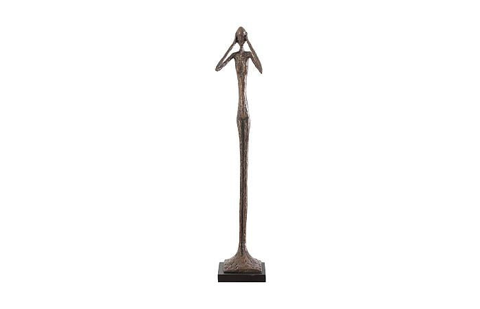 Hear No Evil Slender Sculpture, Small, Resin, Bronze Finish