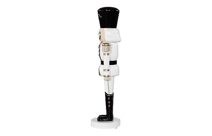 Nutcracker Soldier Sculpture 6ft, Black, White, and Gold