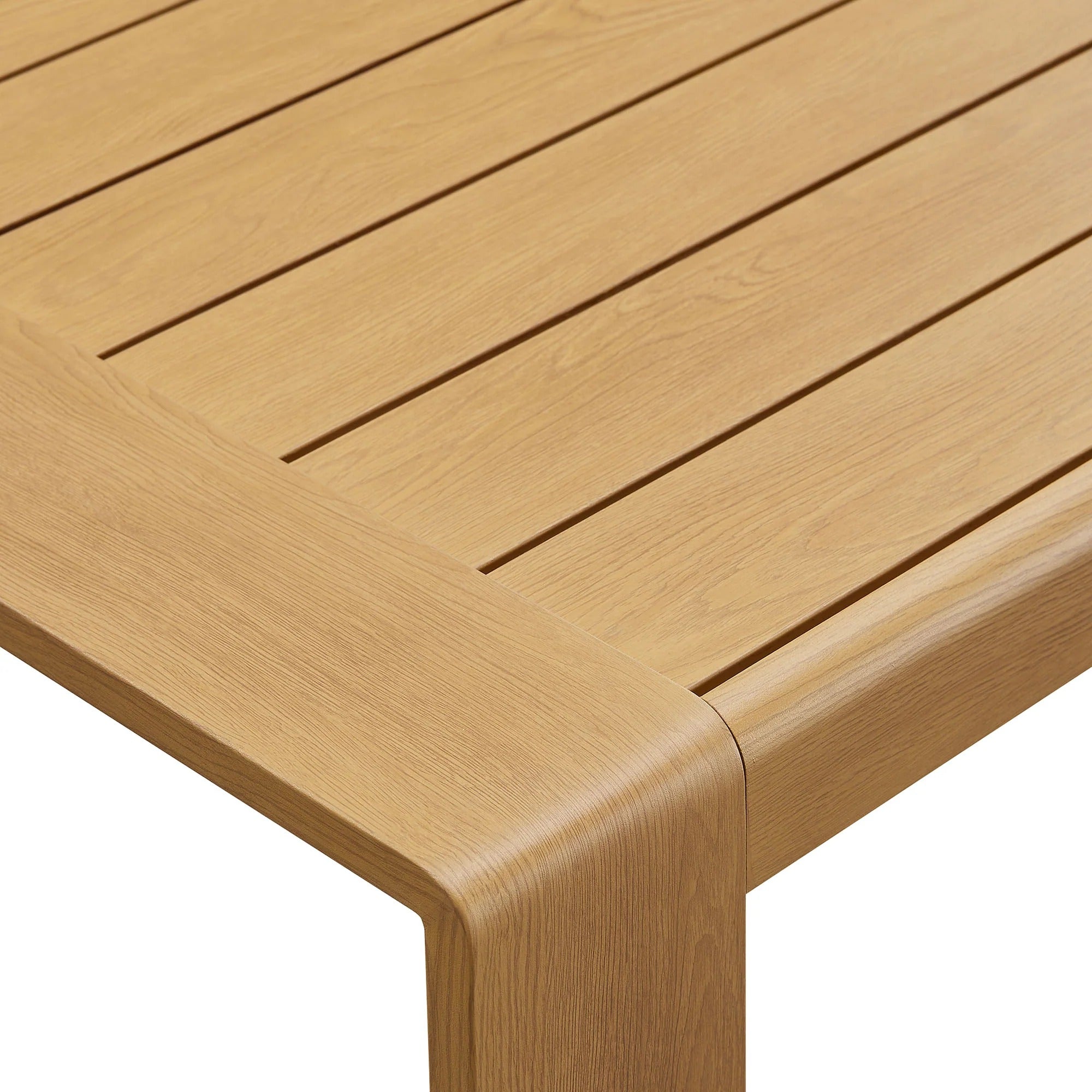 Lirienne Outdoor Patio Aluminum Faux Wood Coffee Table in Natural