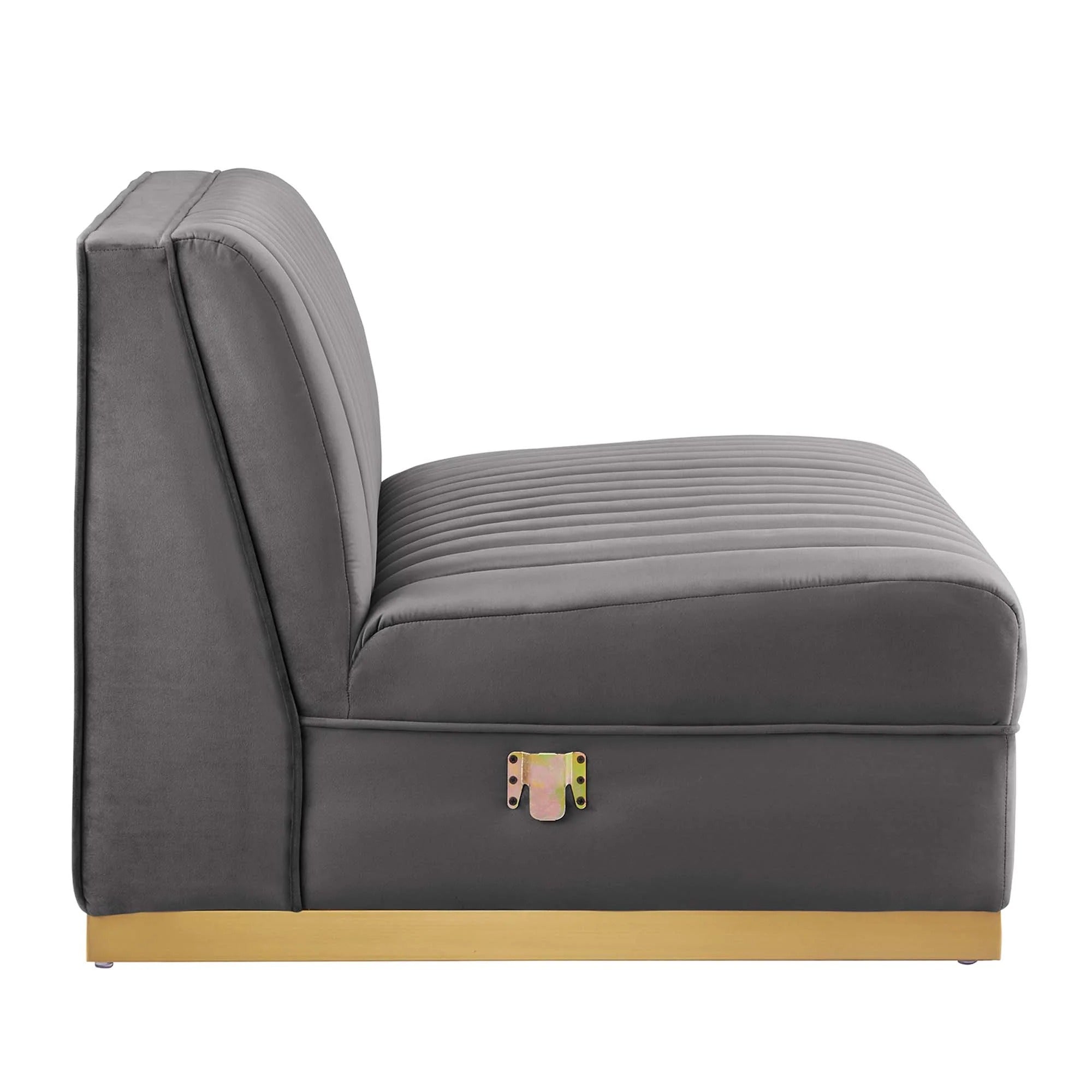 Sanguine 7-Piece Channel Tufted Performance Velvet Right-Facing Modular Sectional Sofa in Gray