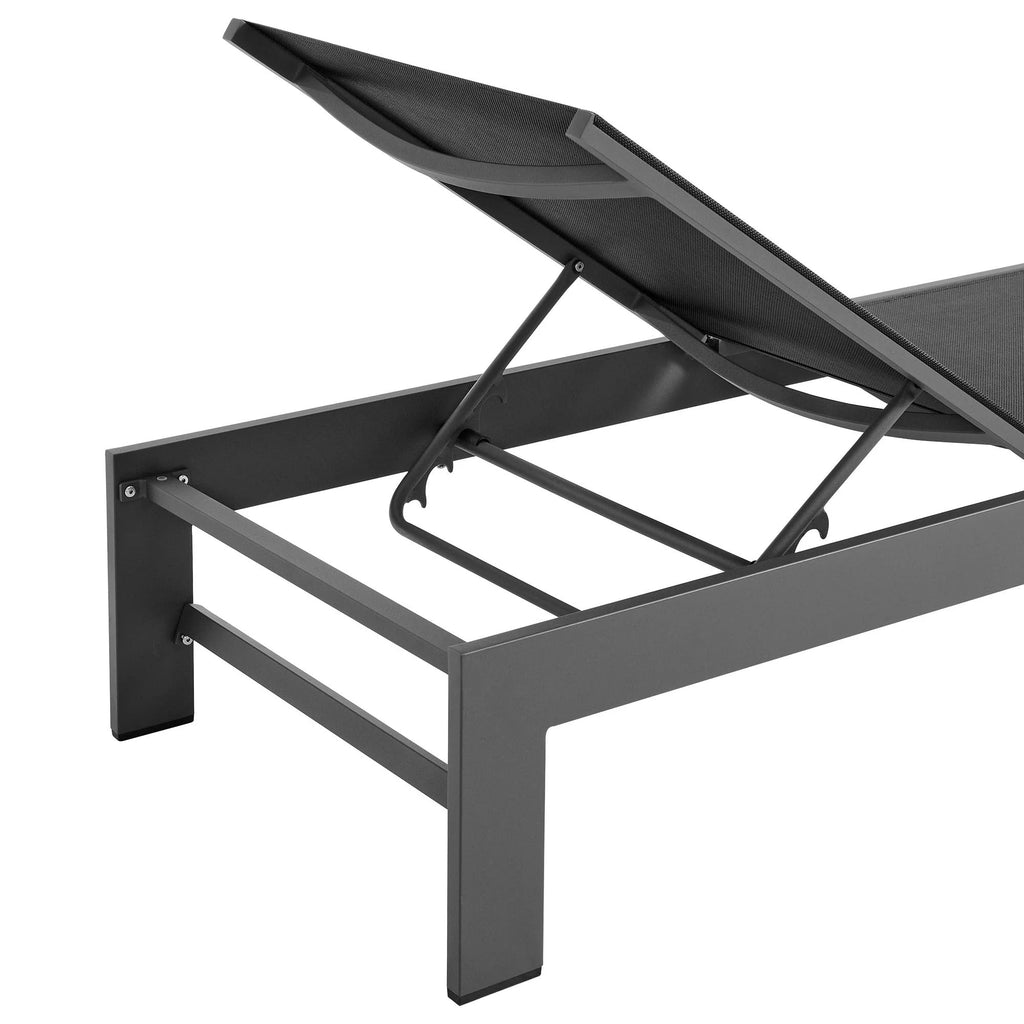 Tahoe Outdoor Patio Mesh and Aluminum Chaise Lounge in Gray
