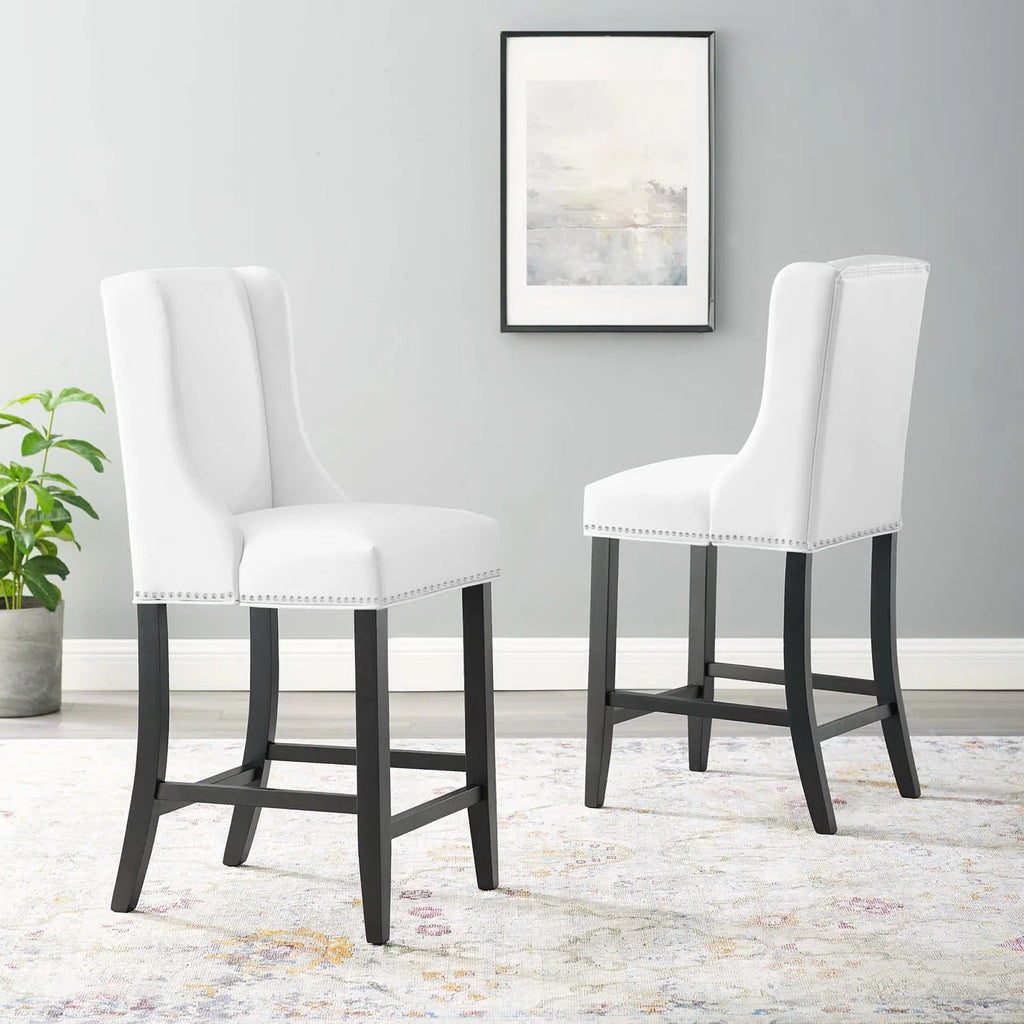 Baron Faux Leather Counter Stool Set of 2 in White