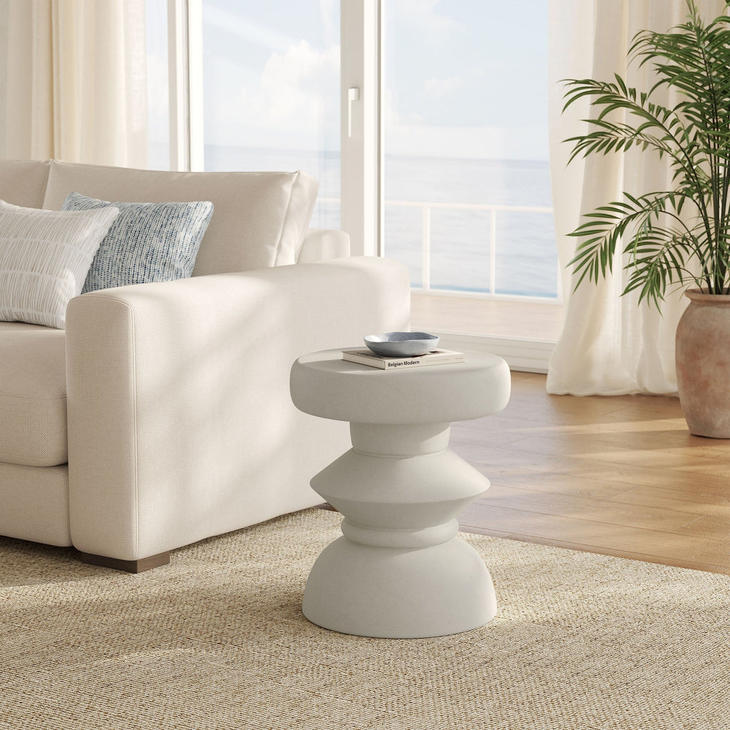 Terza Indoor - Outdoor Patio Concrete Side Table in Light Gray