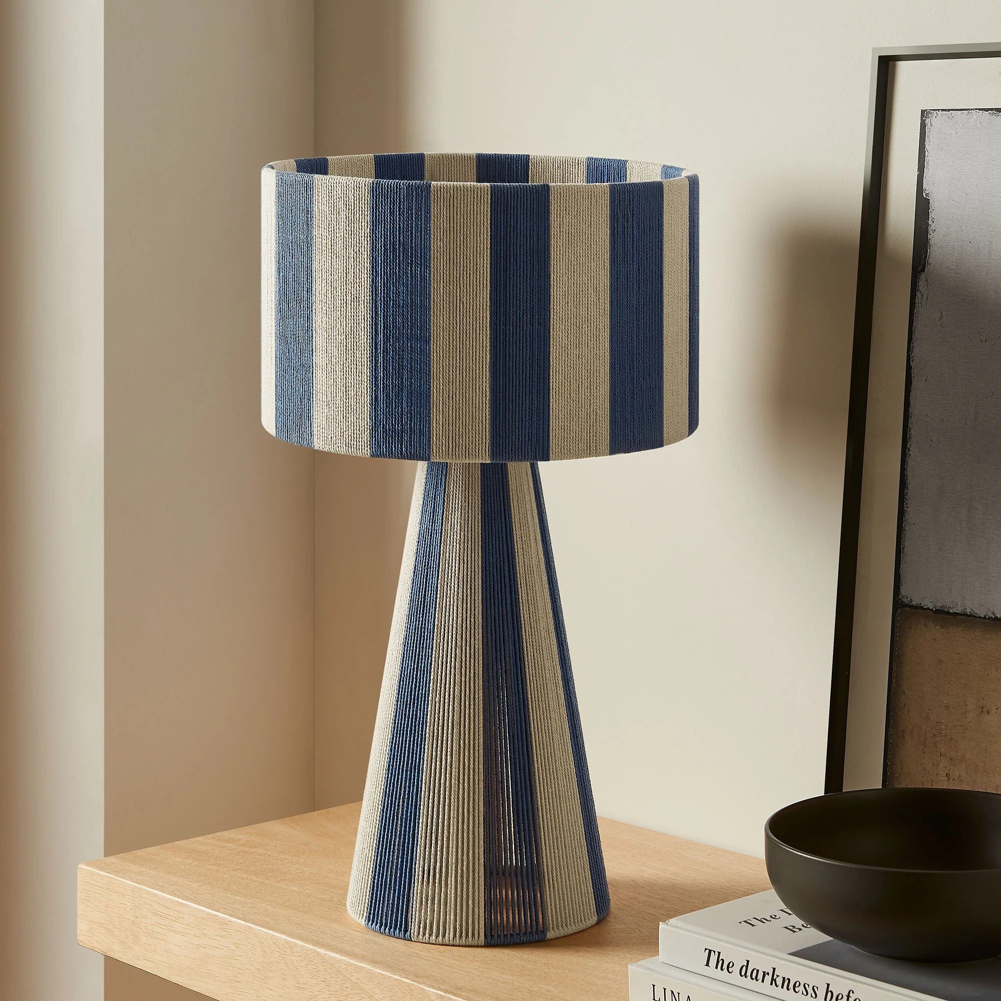 Renae Handwoven Cotton Thread Striped Table Lamp