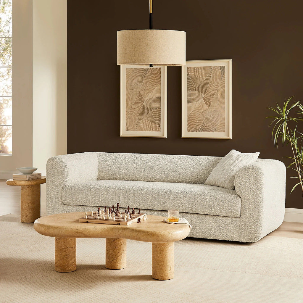Leif 89" Boucle Upholstered Sofa in Pearl