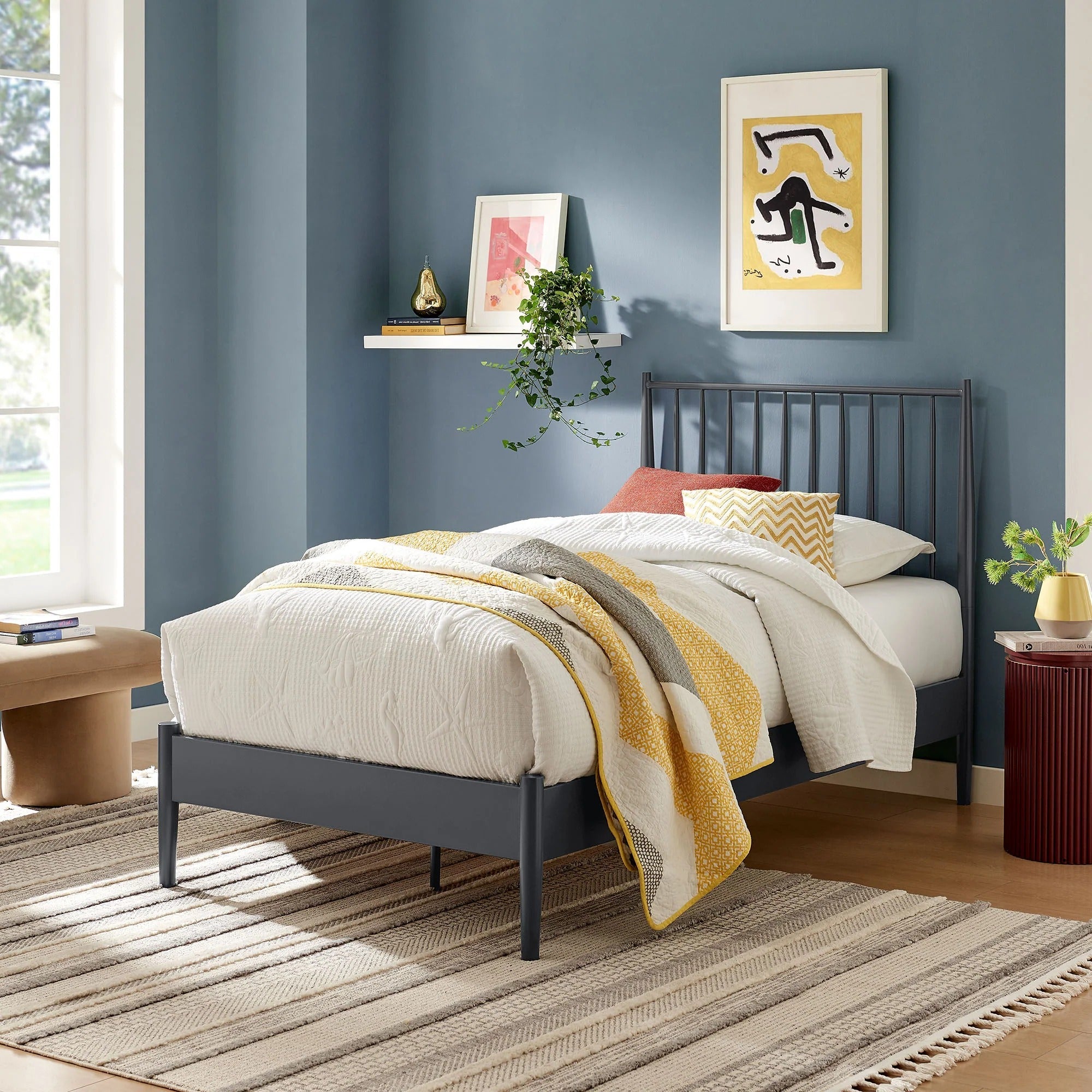 Adair Spindle Metal  Platform Bed