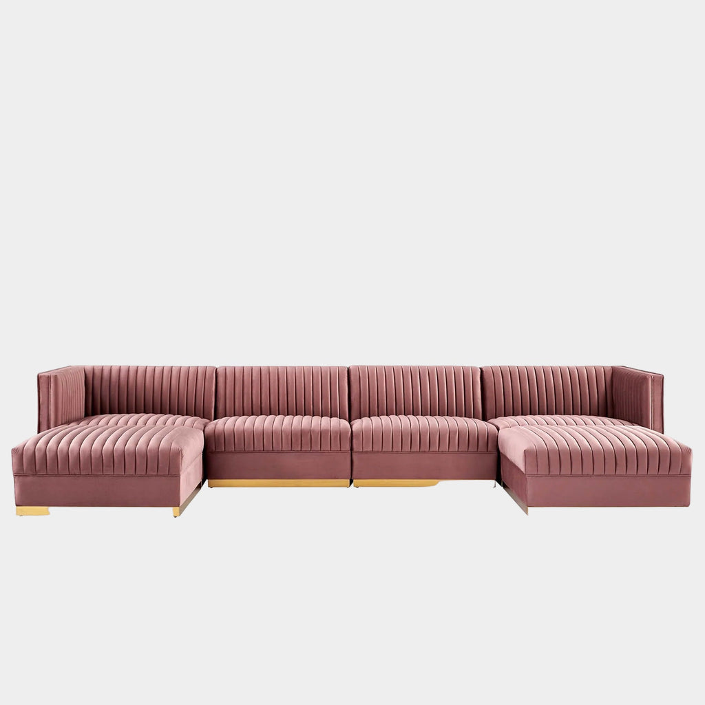 Sanguine 6-Piece Channel Tufted Performance Velvet Modular Sectional Sofa