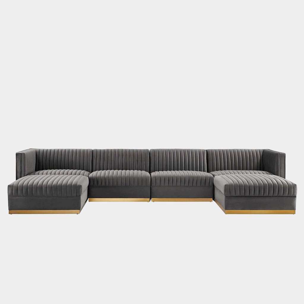 Sanguine 6-Piece Channel Tufted Performance Velvet Modular Sectional Sofa