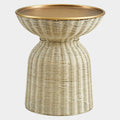Lazaro Round Rattan Side Table in Burnished Brass Natural