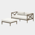 Northlake Outdoor Teak Wood Loveseat and Ottoman Set