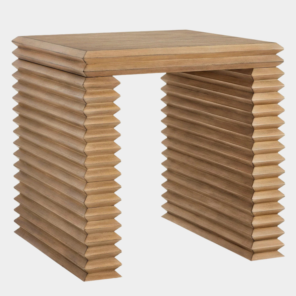 Canto Square 24" Stacked Design End Table in Weathered Oak