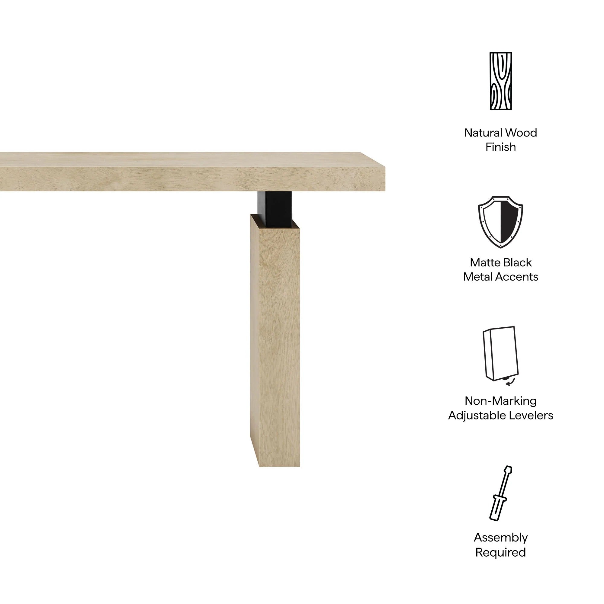 Piston 52" Rectangular Wood Console Table in Natural